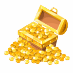 treasure with gold coins